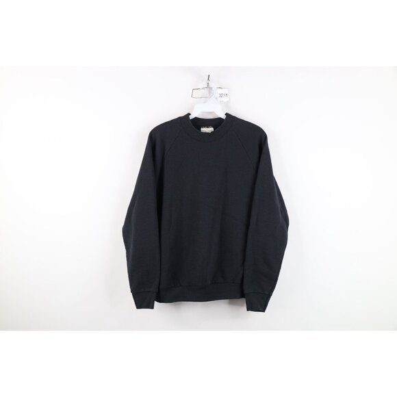 Vintage 90s Streetwear Womens Medium Distressed Blank Crewneck Sweatshirt Black - Picture 1 of 12